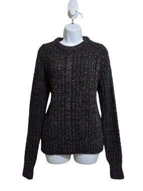 Pebble Beach Sportswear Women's Dk.Gray Crew Neck Cable Knit Sweater size L